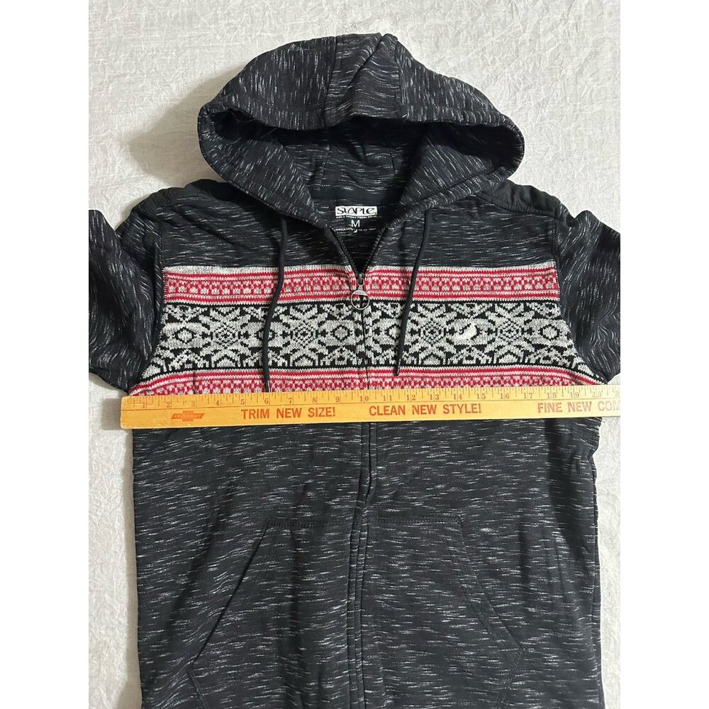 NEW Staple Pigeon Sweater‎ Full Zip Hoodie Black Geometric Pattern Size Medium M - Picture 7 of 10